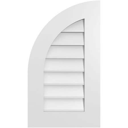 Ekena Millwork Quarter Round Top Left Surface Mount PVC Gable Vent w/ 3-1/2"W x 1"P Standard Frame, 16"W x 28"H GVPQL16X2801SN